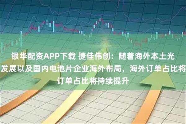 银华配资APP下载 捷佳伟创：随着海外本土光伏产业的发展以及国内电池片企业海外布局，海外订单占比将持续提升
